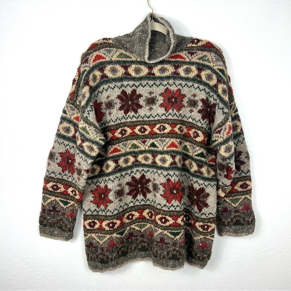Express Tricot Vtg Jacquard Fair Isle Nordic Wool
Angora Mohair Blend Sweater S - Picture 1 of 6